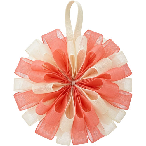 Bmxdk Layered Tulle Ribbon Bath Pouf Coral Cream - Product view