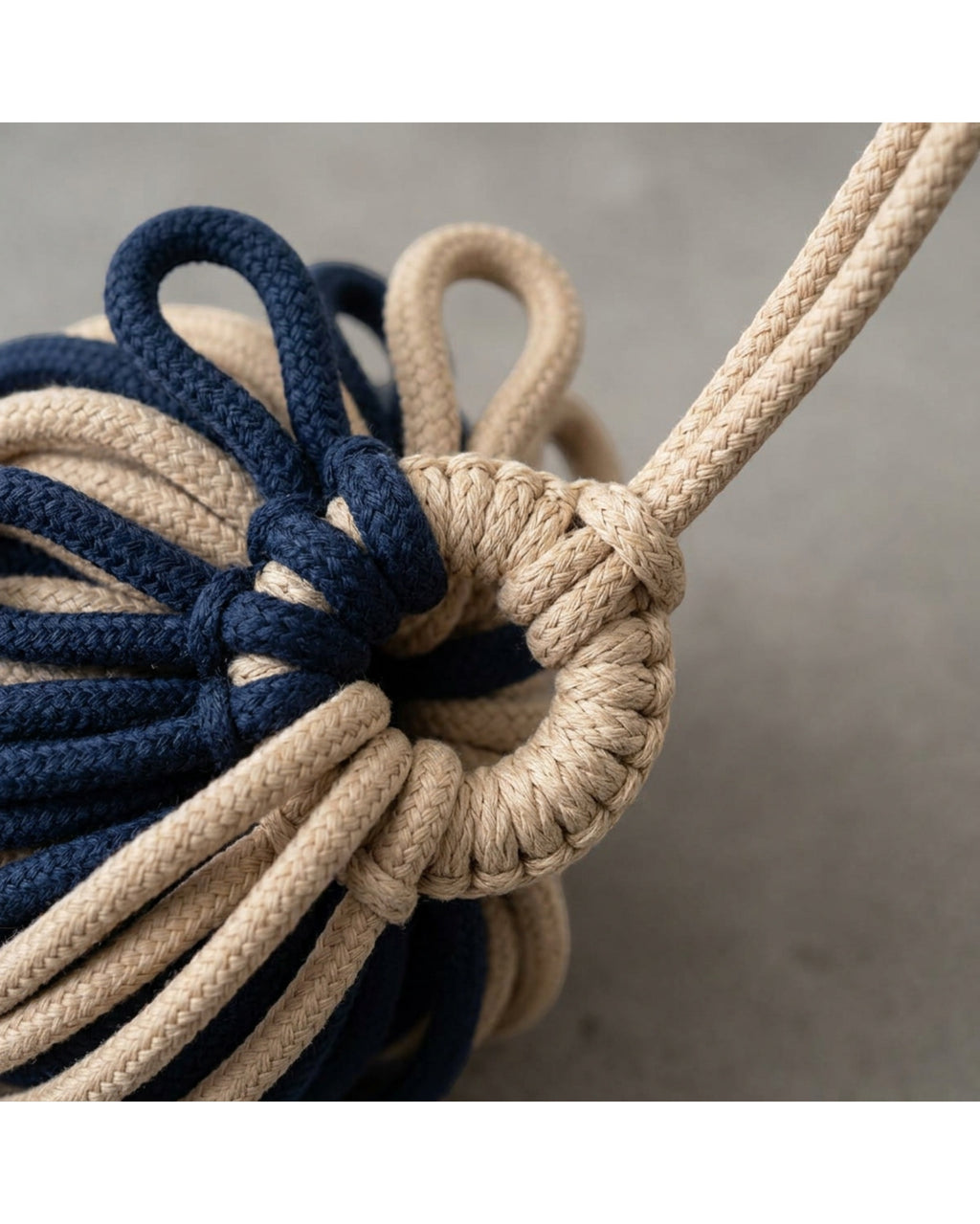 Bmxdk Polyester Cord-Loop Bath Ball Navy Sand - Detail view