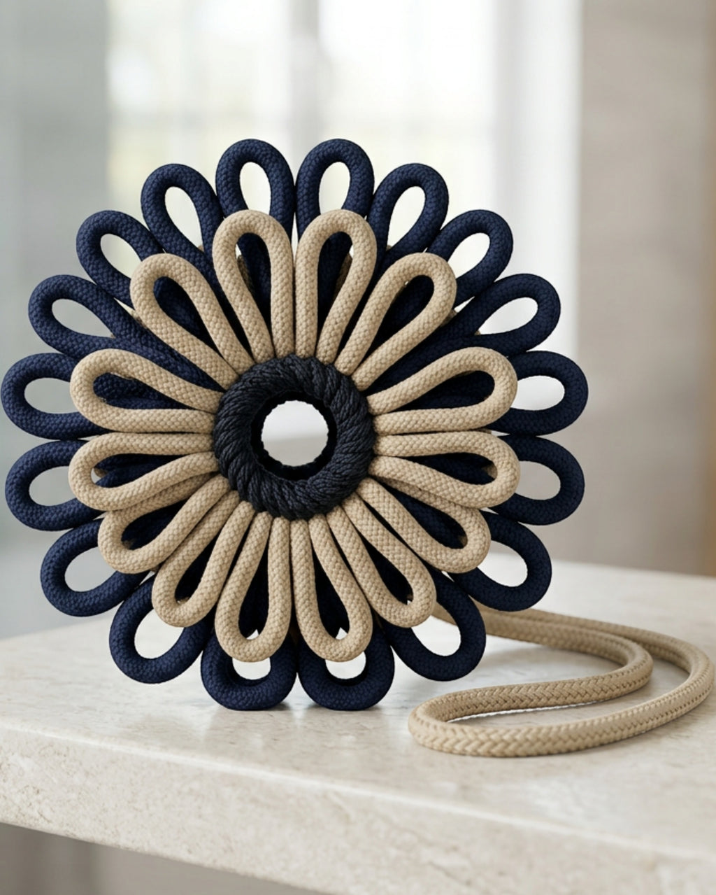 Bmxdk Polyester Cord-Loop Bath Ball Navy Sand - Lifestyle view