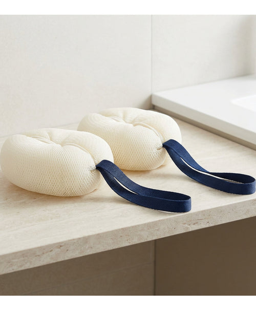 Bmxdk Reachloop Oval Mesh Shower Poufs with 18 in Strap Set of 2 - Lifestyle view